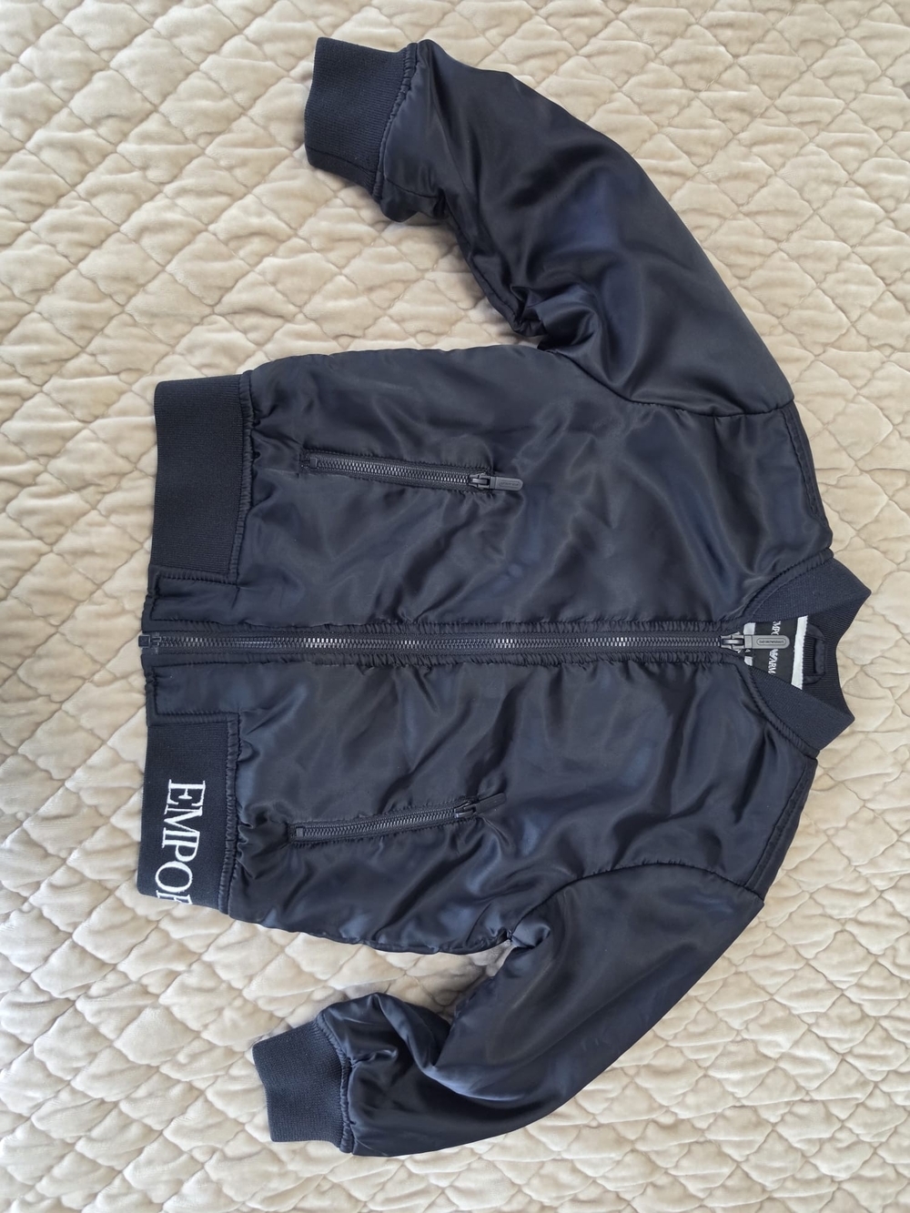Emporio Armani Boys Navy Puffer Bomber Jacket - Picture 3 of 7